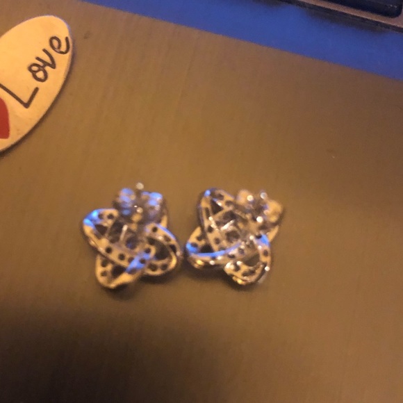 Sterling Sparkly**S925 Silver Love KNOT earrings - Picture 5 of 8